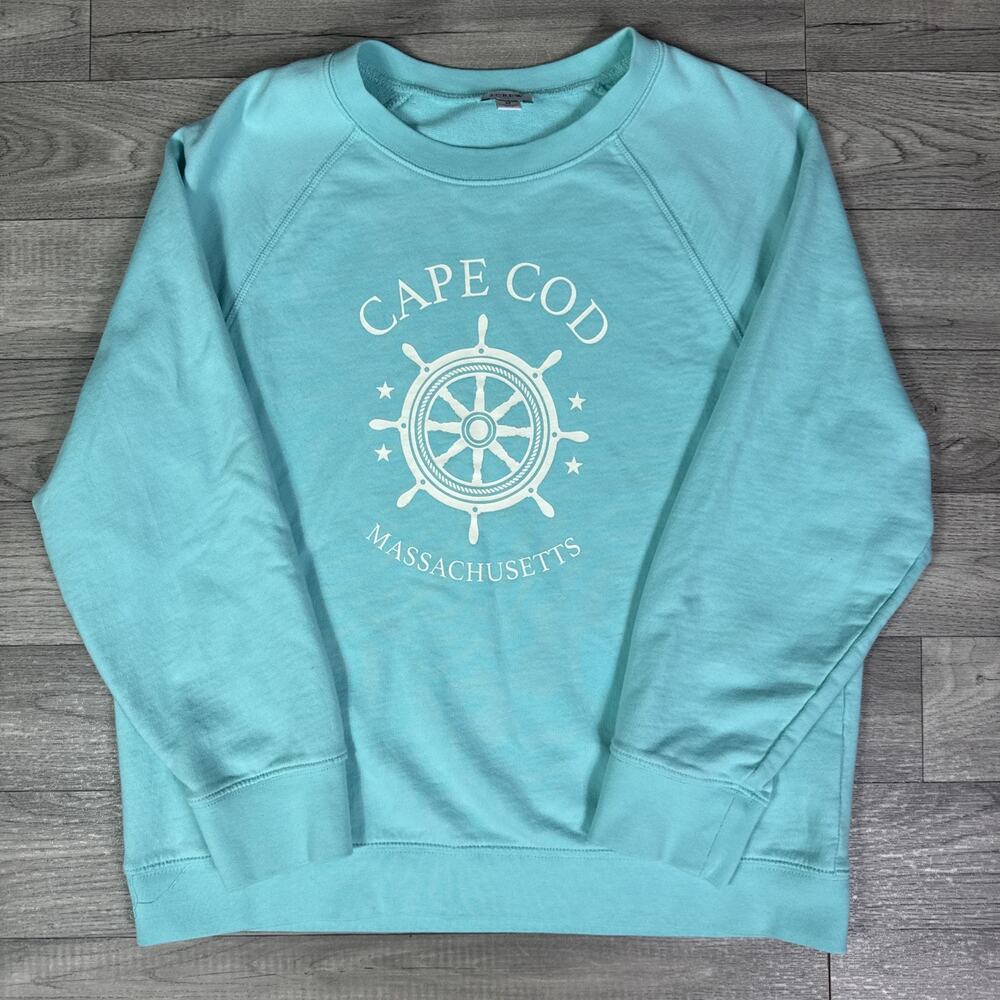 J. Crew Factory Cape Cod Crew Neck Pullover Sweatshirt Aqua Blue sz M